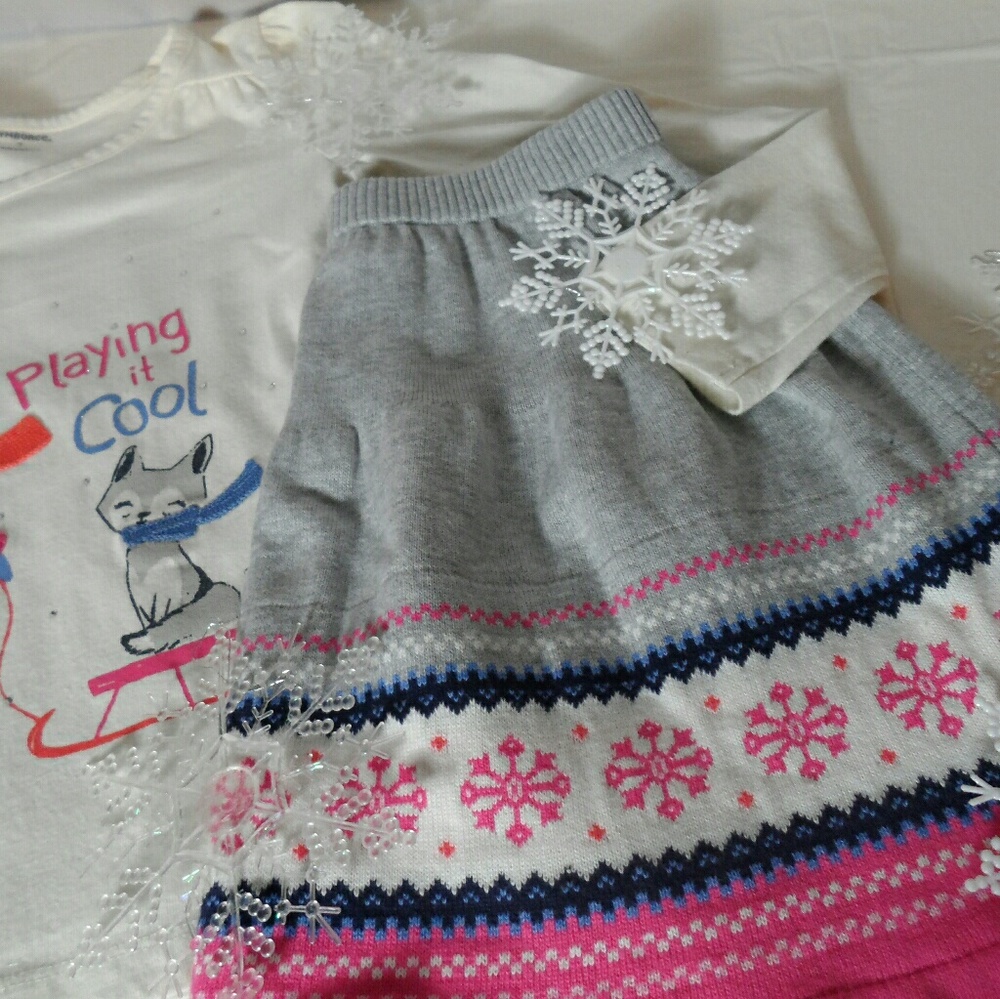 Gymboree Gray fair isle snowflake sweater skirt